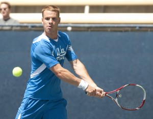 Redshirt freshman Karue Sell and other younger players on the men’s tennis team look to older members for leadership and direction.