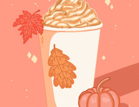 cartoon pumpkin spice latte