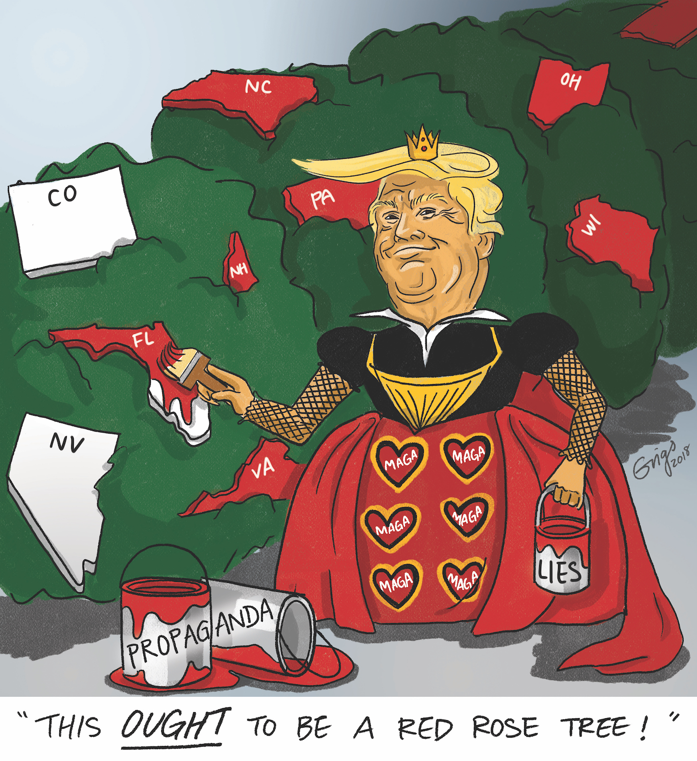 Editorial Cartoon: Trump, the Queen of Hearts - Daily Bruin