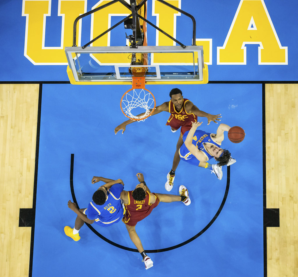 During the men’s basketball game between UCLA and USC at Pauley Pavilion on March 6, 2021.