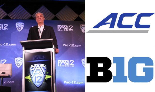 (Clockwise from left: Courtesy of John McGillen/Pac-12, Creative Commons photos by Atlantic Coast Conference and Big Ten Conference via Wikimedia Commons)