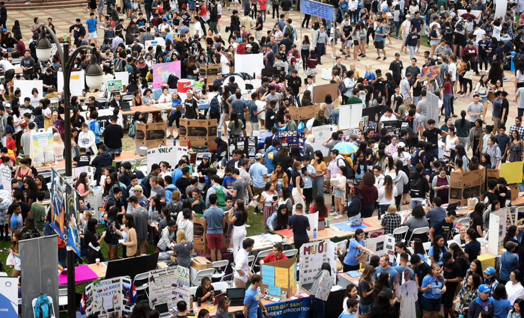 The Enormous Activities Fair boasts over 500 clubs and organizations for students to learn more about. Taking place in front of Royce Hall, this fair attracts students new and old. ((Daily Bruin file photo)