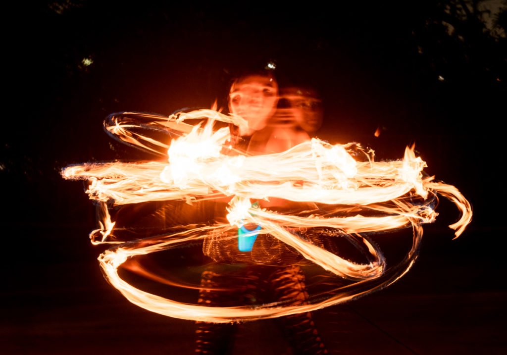 In the transition between the flow and fire arts, Bohn said she's primarily self-taught, exploring performance on her own and observing other performers in person and online. (Lauren Man/Daily Bruin senior staff)