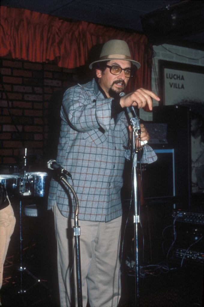 José Montoya performing at a “One More Canto” poetry reading at the Reno Club in Sacramento, February 27, 1979. Montoya was a poet and artist known as a leader in establishing Chicano culture and