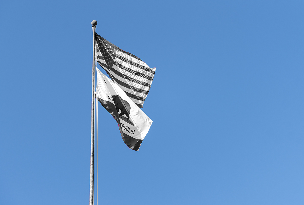 A group of children come together to raise the american united states flag  on a flag pole Stock Photo - Alamy