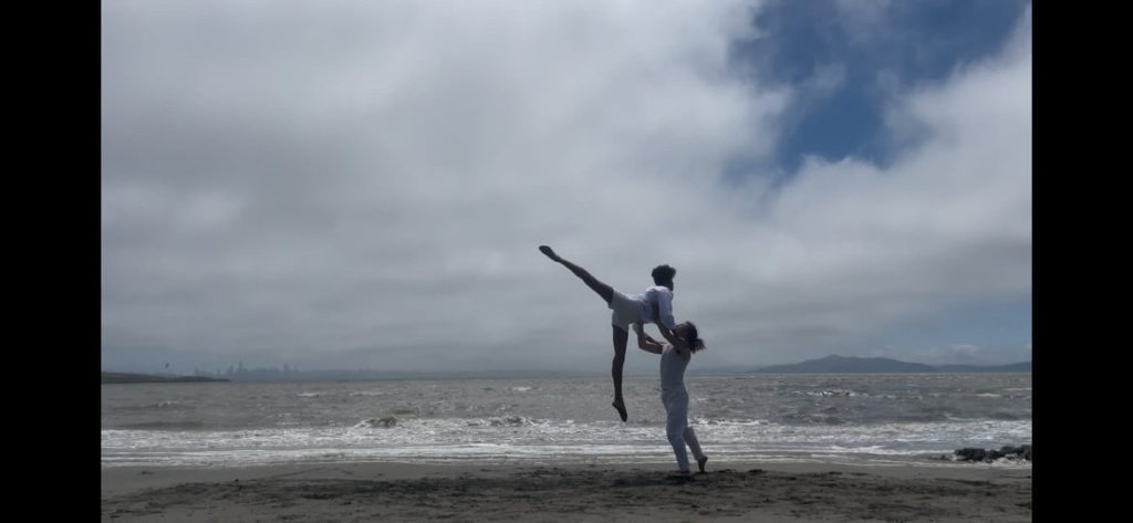 Edited by second-year student Michael Guarasci, "Fragmentation of Home" features a dance in the first part, with Caleb Meyers (left) and Timothy Marston (right) dancing to Joni Mitchell&squot;s "Blue." (Courtesy of Uma Supatra-Campbell)