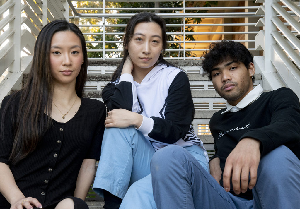 As the director of Project: S.H.A.W., Shaw (right) said the Love Letter series will feature five different types of love. Wang (center) incorporated spoken word and improve into the first episode, and Chen (left) is focusing on self-love. (Kyle Kotanchek/Daily Bruin)