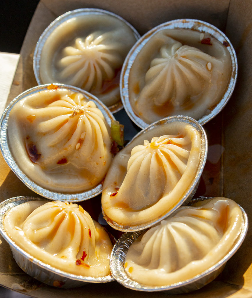 The Drunken Dumpling offer six small dumplings in each serving but the stall's quick service offered a nice alternative to Bang Bang Noodles extensive line and 30 minute wait. (Megan Cai/Assistant Photo editor)