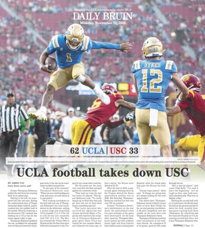 Top 10 UCLA Football Vs. USC Rivalry Moments Through The Years - Daily ...