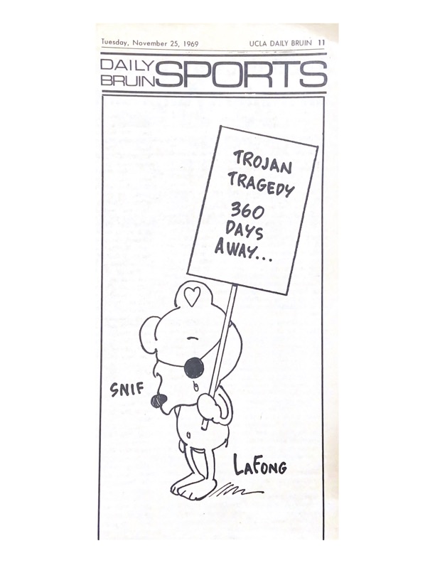 Pictured is a print edition of the Daily Bruin's UCLA vs. USC football coverage from 1969. (Daily Bruin archive)