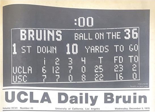 Pictured is a print edition of the Daily Bruin's UCLA vs. USC football coverage from 1975. (Daily Bruin archive)