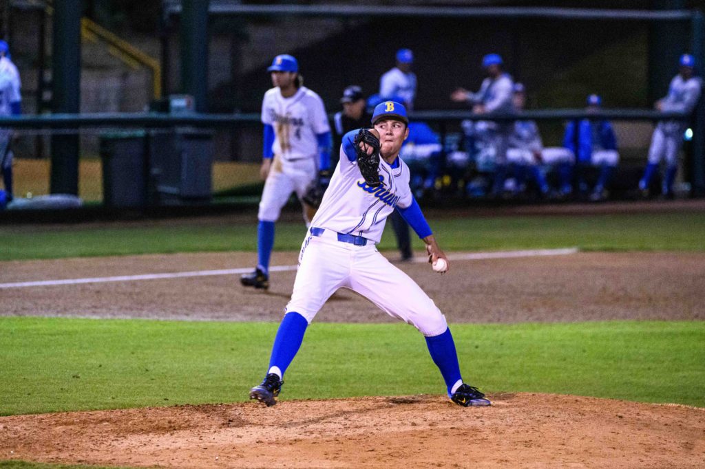 Left-hander Ethan Flanagan delivers a pitch from the stretch. (Joseph Jimenez/Photo editor)