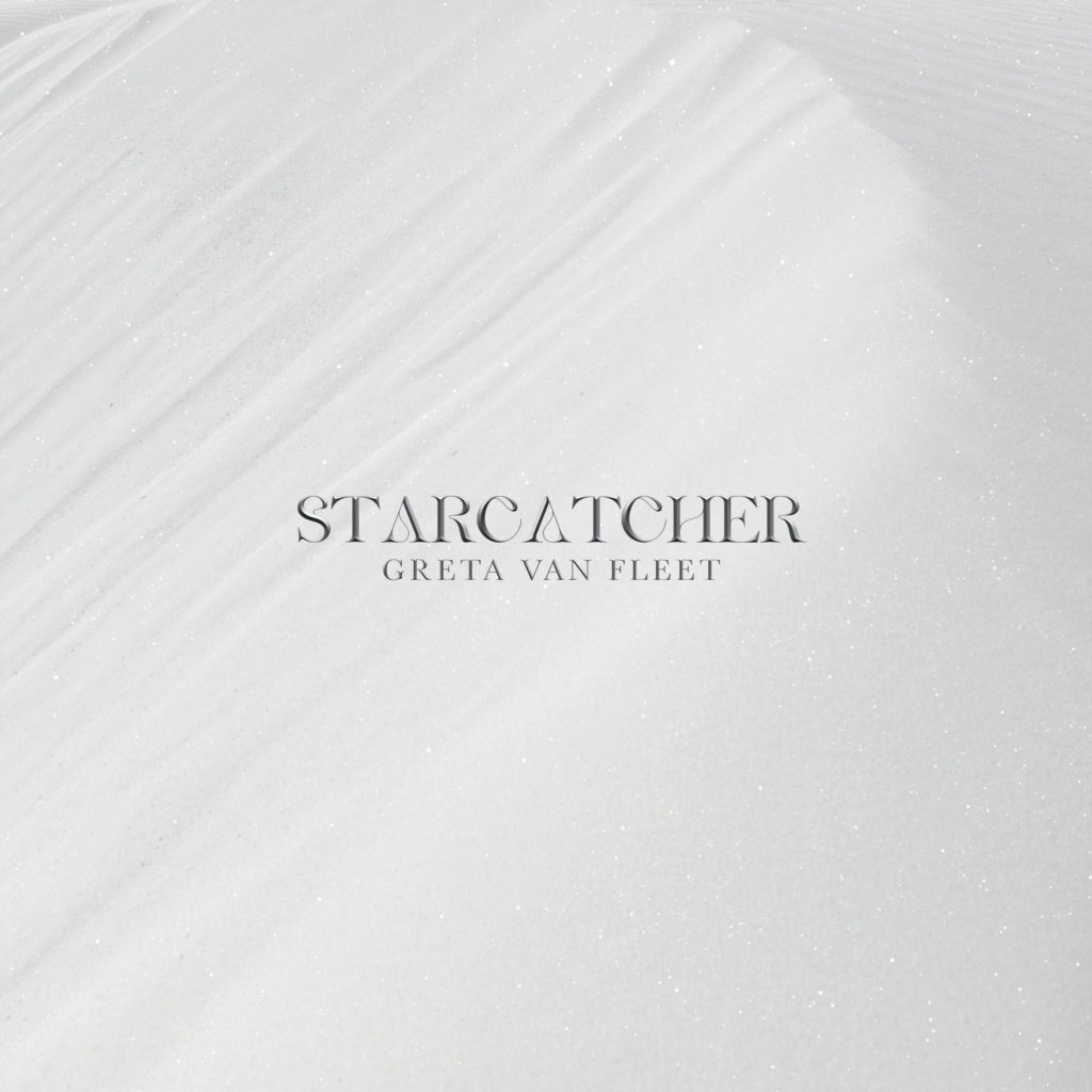 Amid a light gray sand-like background, wispy text reads "Starcatcher" on the cover of Greta Van Fleet&squot;s latest album. After its July 21 release date, the band will kick off its "Starcatcher World Tour" on July 24. (Courtesy of Lava Records / Republic Records)