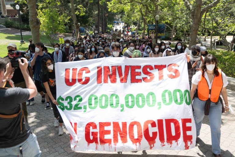 UC Divest Coalition at UCLA leads on-campus protest ahead of Gene Block ...