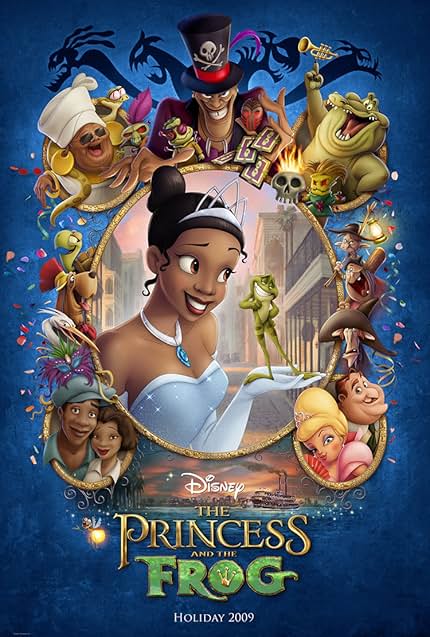 A promotional poster for Disney&squot;s 2009 film "The Princess and the Frog" depicts the cast of supporting characters in an oval around protagonist Tiana. The film&squot;s musical number "Almost There," performed by Anika Noni Rose, was nominated for an Academy Award. (Courtesy of IMDb and Walt Disney Animation Studios)