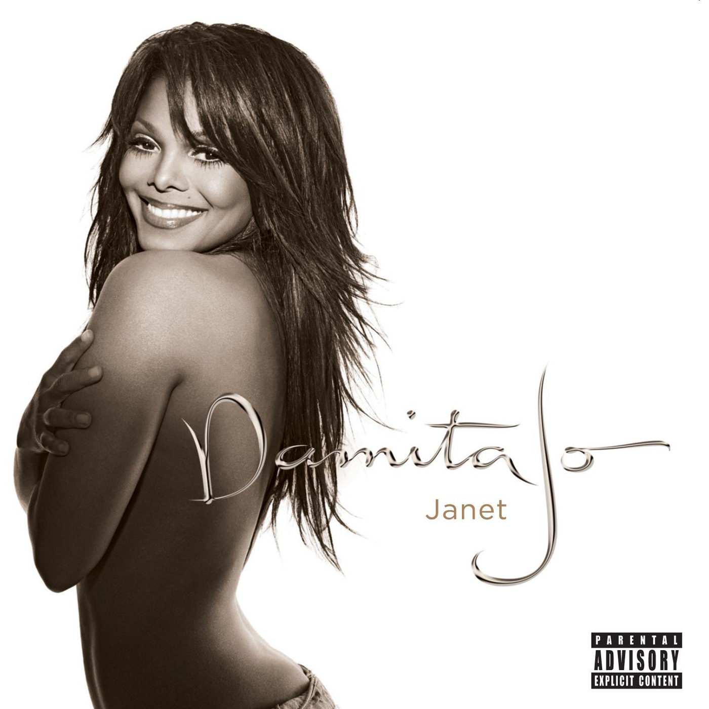 Janet Jackson smiles while crossing her arms over her chest on the cover of her 2004 album "Damita Jo." The LP includes singles such as "All Nite (Don&squot;t Stop)" and "I Want You," and was Jackson&squot;s first release following the wardrobe malfunction controversy during the Super Bowl XXXVIII halftime show. (Courtesy of Black Doll Inc and Virgin Records America, Inc.)
