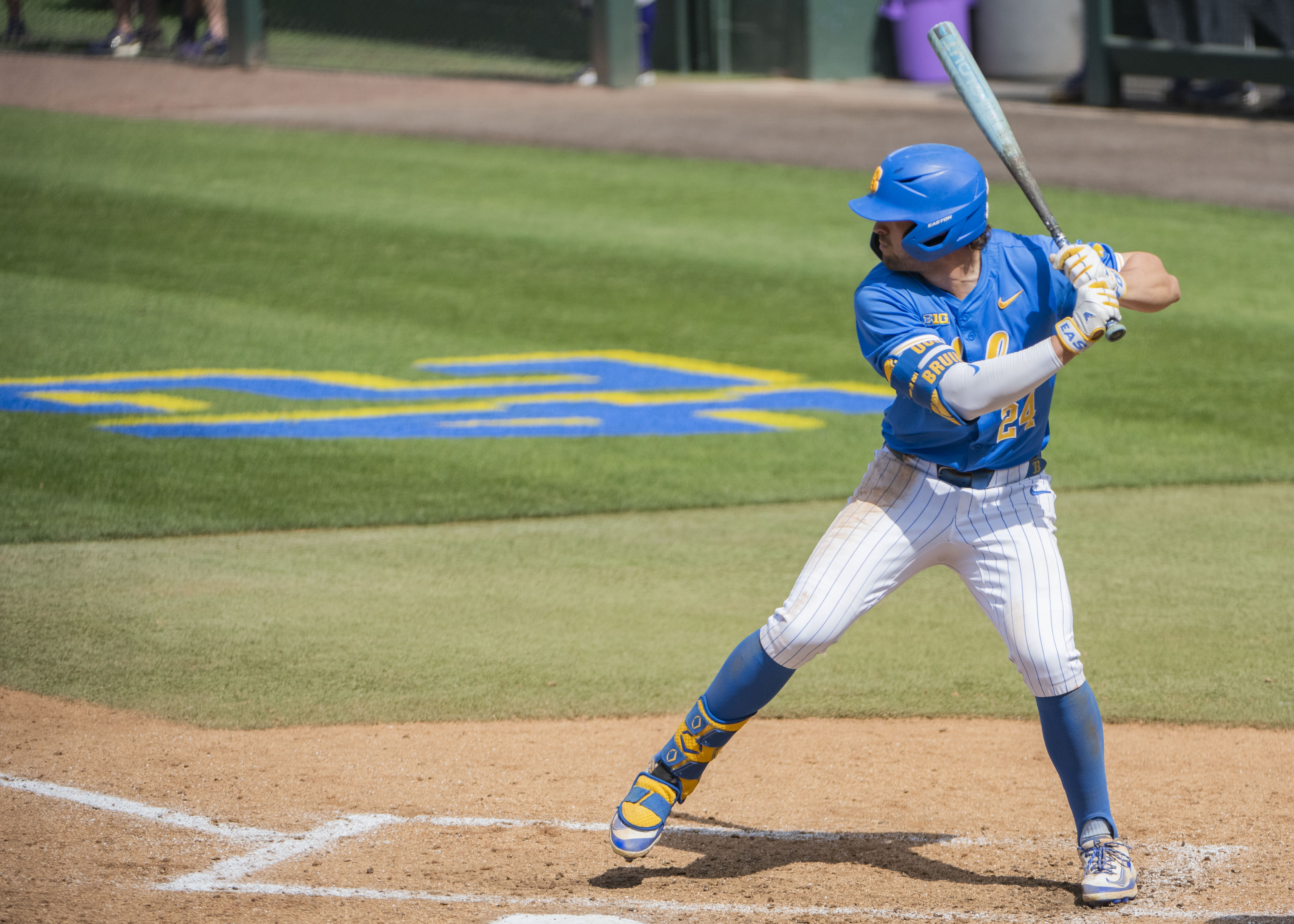 Redshirt senior outfielder AJ Salgado loads into his swing. (Max Zhang/Daily Bruin)