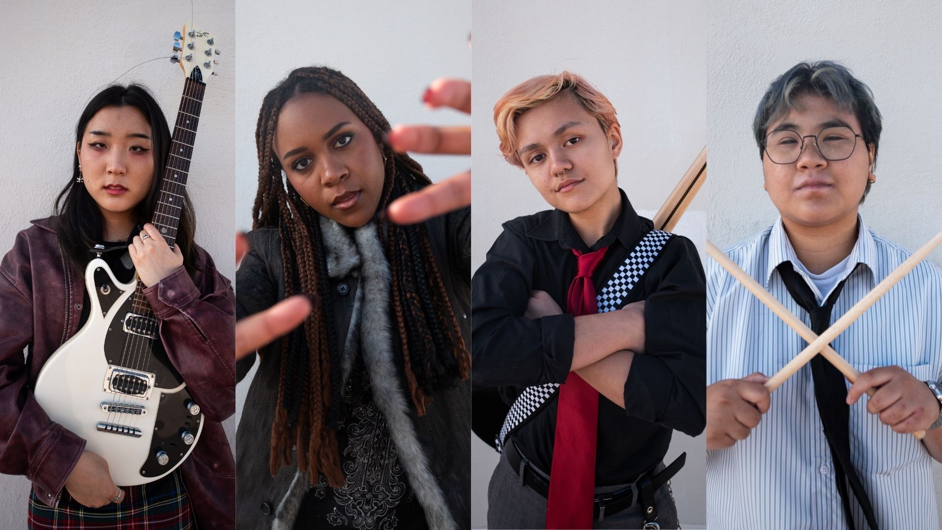 Four of the members of Lady Vengeance are pictured. Drummer and third-year musicology student Oliver Mangulabnan said the band is in the process of working on an EP. (Selin Filiz/Daily Bruin staff)