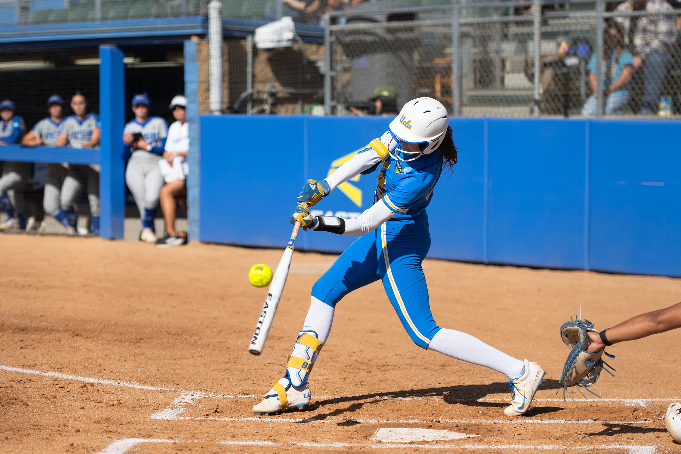 Freshman outfielder Rylee Slimp swings and makes contact with the ball.