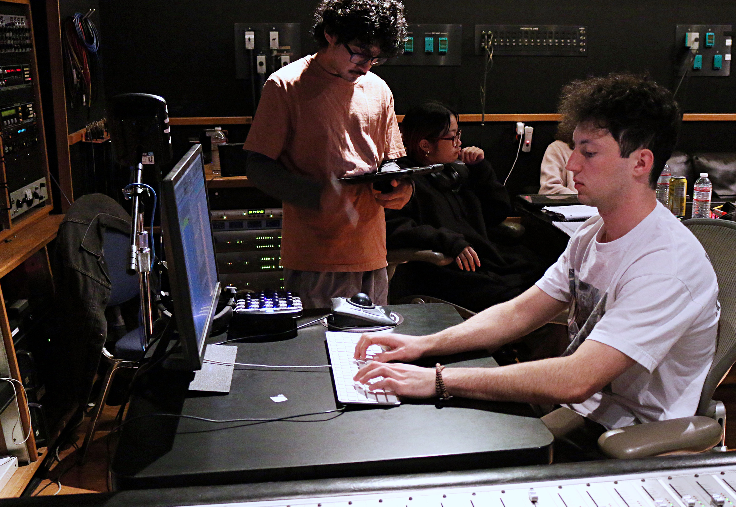 Photo of Xay Lavie and Vazquez working together in the studio. The artist says he is currently working on an album, which he hopes to release in the next few months. (Courtesy of Xavier Paul and Dave McKenna)