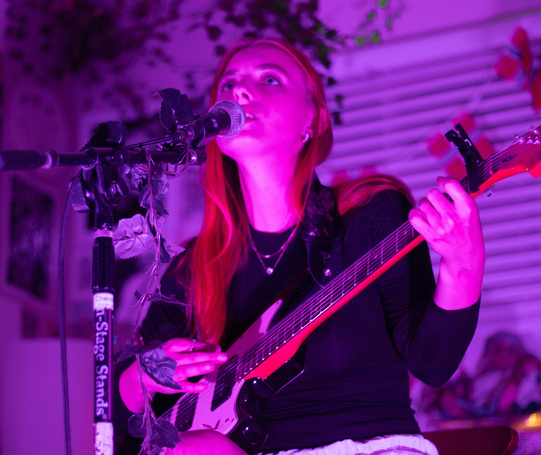 Pictured is Bella Andrews performing with an electric guitar. Each issue of The Listening Dolls is accompanied by a show featuring artists highlighted in the zine, founder Martine Kolderup-Lane said. (Courtesy of Martine Kolderup-Lane, Jacob Pfefferman)