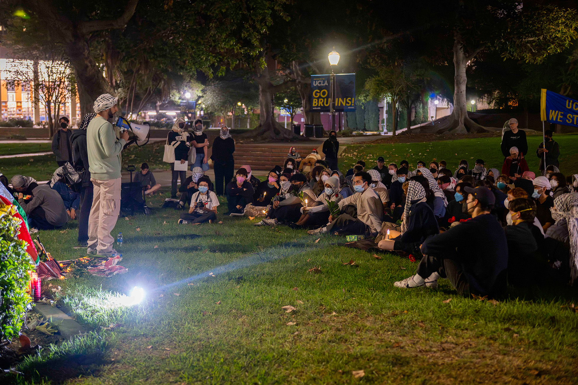 Students gather for pro-Palestine vigil Monday; UCLA deploys police