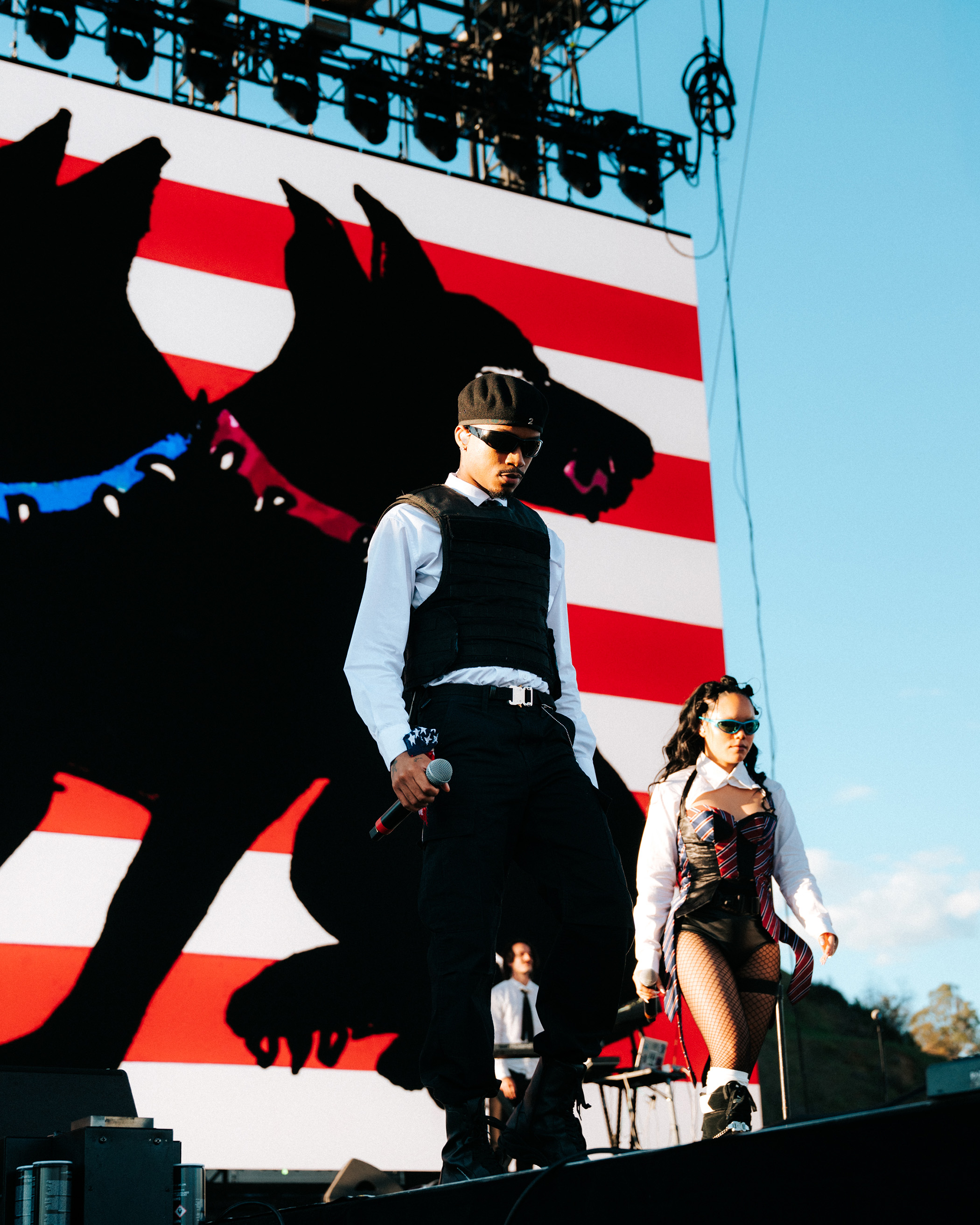 Pictured are PARTYOF2 members, SWIM (left) and Jadagrace (right). The hip-hop duo made their debut at Camp Flog Gnaw, performing tracks from their latest record "AMERIKA&squot;S NEXT TOP PARTY!”. (Courtesy of Hayden Stills, AEG Presents IT)