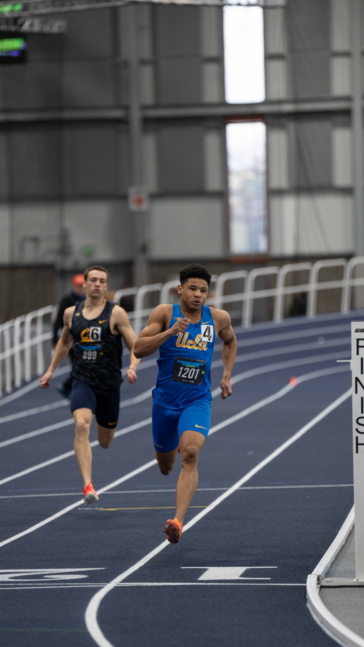 Junior Gabriel Clement II completes a lap during last year's Spokane Sports Showcase. Clement II earned an All-American selection in the 400-meter dash during the outdoor season last year, the first time a Bruin sprinter has achieved such a feat since Craig Everhart did so in 2006.