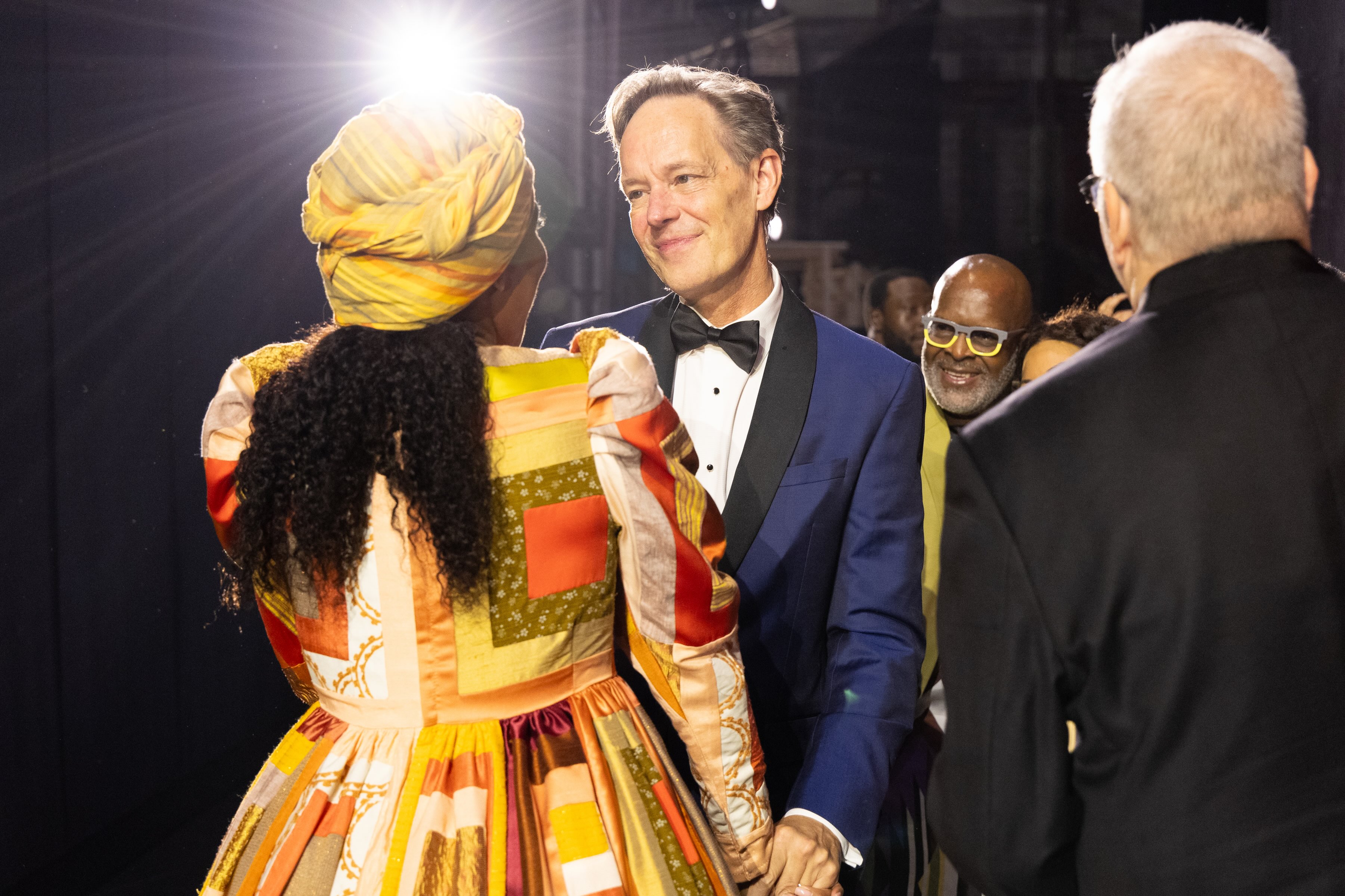 Pictured is Heggie (right) holding hands and looking at cast member J&squot;Nai Bridges (left). "Intelligence" premiered in October 2023 and became the first album recorded at the Houston Grand Opera&squot;s record label. (Courtesy of Lawrence Elizabeth Knox)