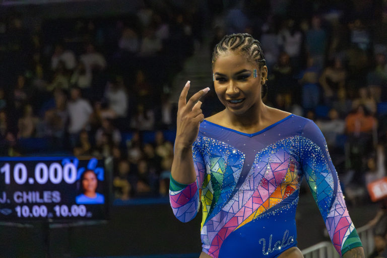 Jordan Chiles achieves third-straight perfect 10 in victory over Washington