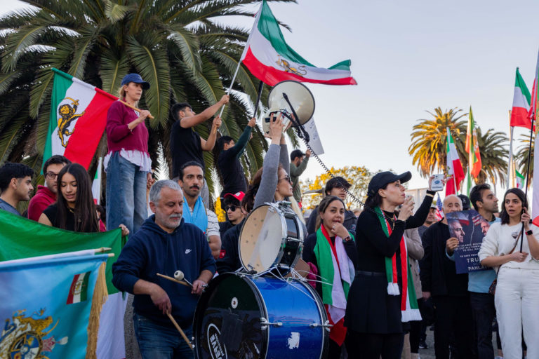 U-Haul drives into Westwood protest for regime change in Iran