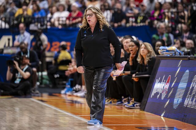 Coach Cori Close stands on the sidelines during an NCAA tournament game last season. Close lead the Bruins to their first Final Four last season. (Aidan Sun/Assistant Photo editor)