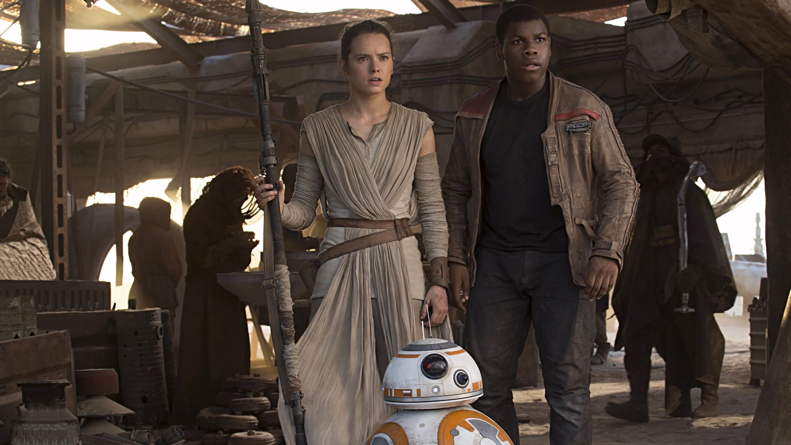Daisy Ridley (left) and John Boyega (right) star in “Star Wars: Episode VII - The Force Awakens" as Rey and Finn. “The Force Awakens” opened in 2015 and was the first film of the “Star Wars” sequel trilogy. (Courtesy of Disney+)