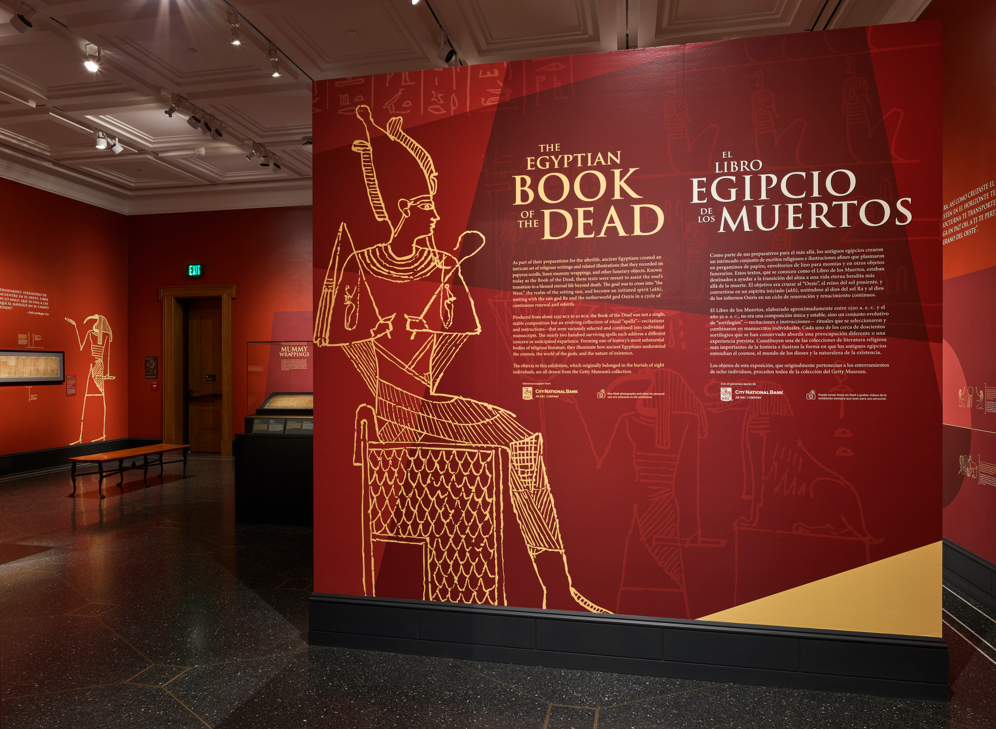 Pictured is a gallery view of "The Egyptian Book of the Dead." On view at the Getty Villa, the art exhibition presents a series of manuscripts from the Book of the Dead, and will run until Nov. 30. (Courtesy of J. Paul Getty Trust)