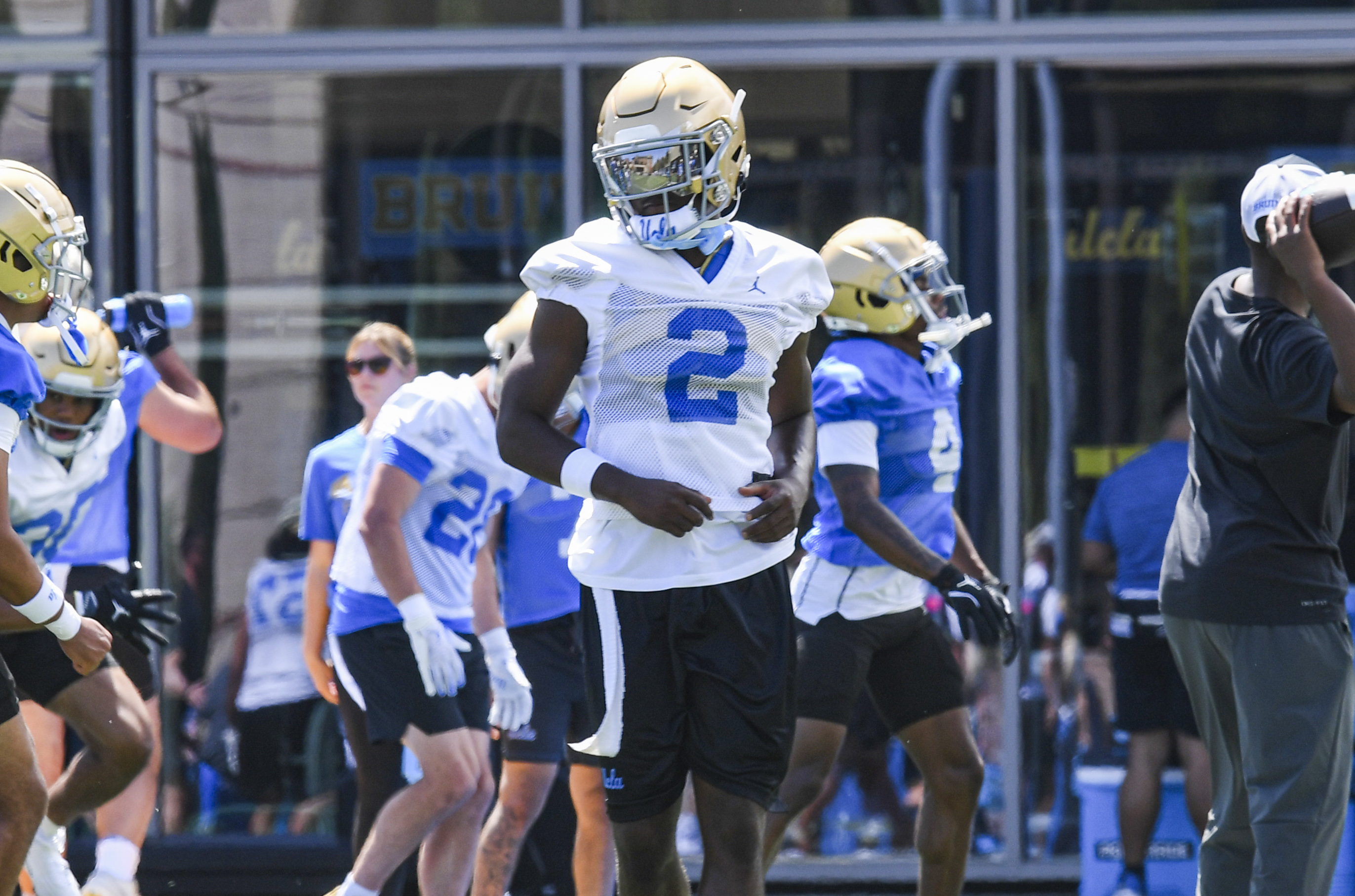 Senior defensive back Rodrick Pleasant stands on the field. Pleasant recorded 36 tackles and seven pass deflections last year with the Bruins. (Kai Dizon/Assistant Photo editor)