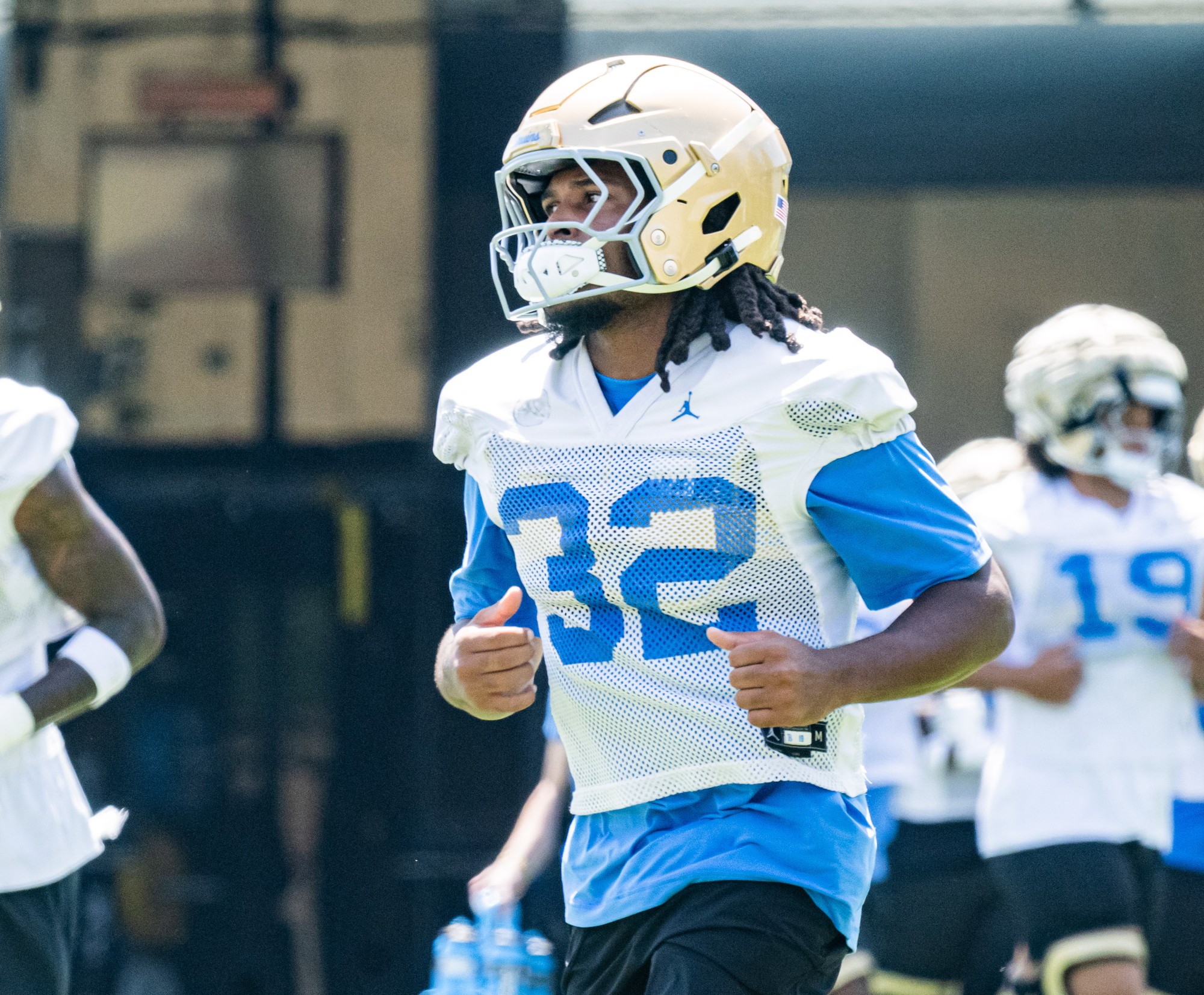Senior defensive back DJ Barksdale runs on the field. Barksdale transferred to UCLA after three seasons at James Madison. (Kai Dizon/Assistant Photo editor)