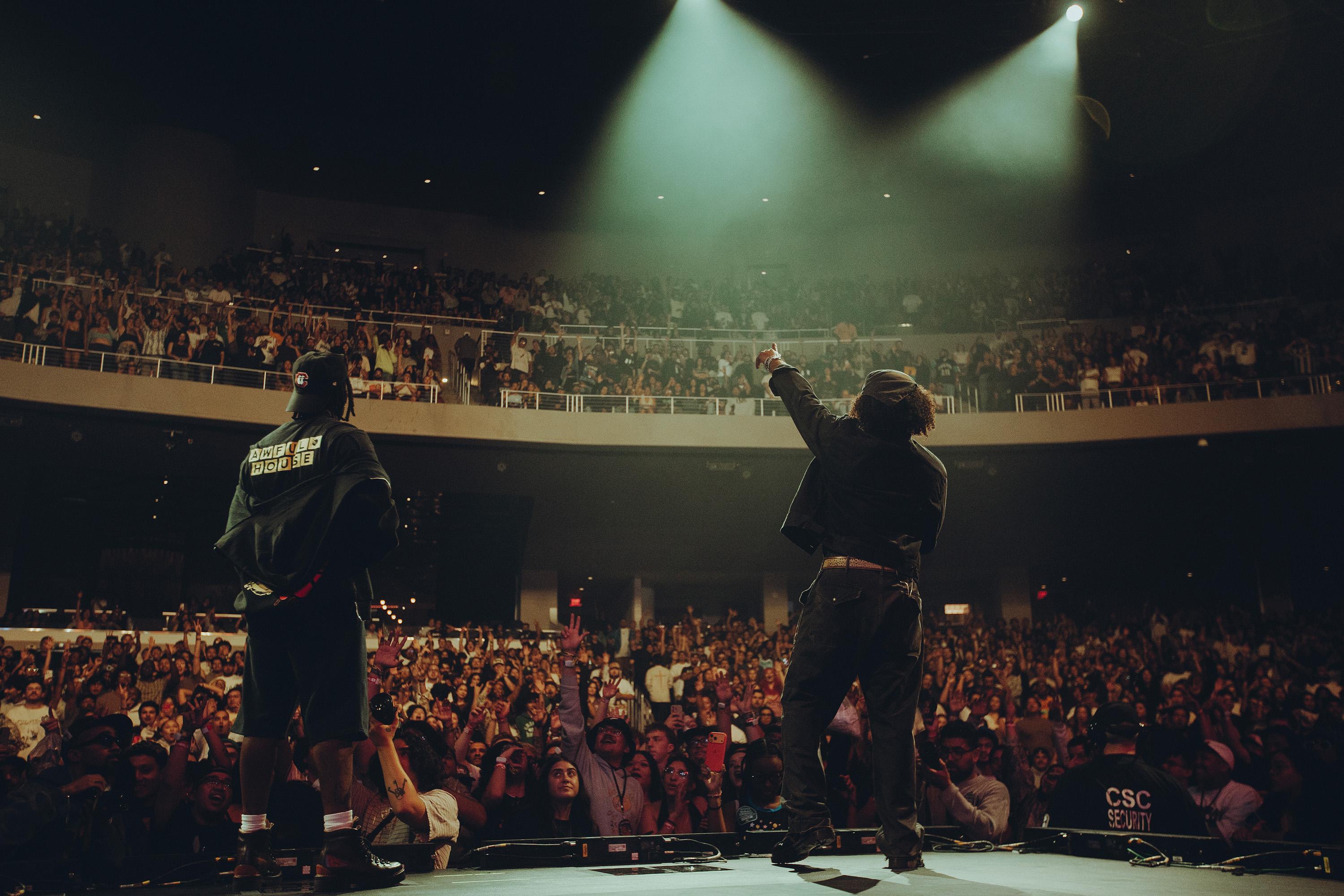 Rashad (left) looks out to the audience as Hugh Augustine (right) performs alongside him. They performed “Tity and Dolla” off Rashad's 2016 album “The Sun’s Tirade.” (Courtesy of Wes & Alex Photography)