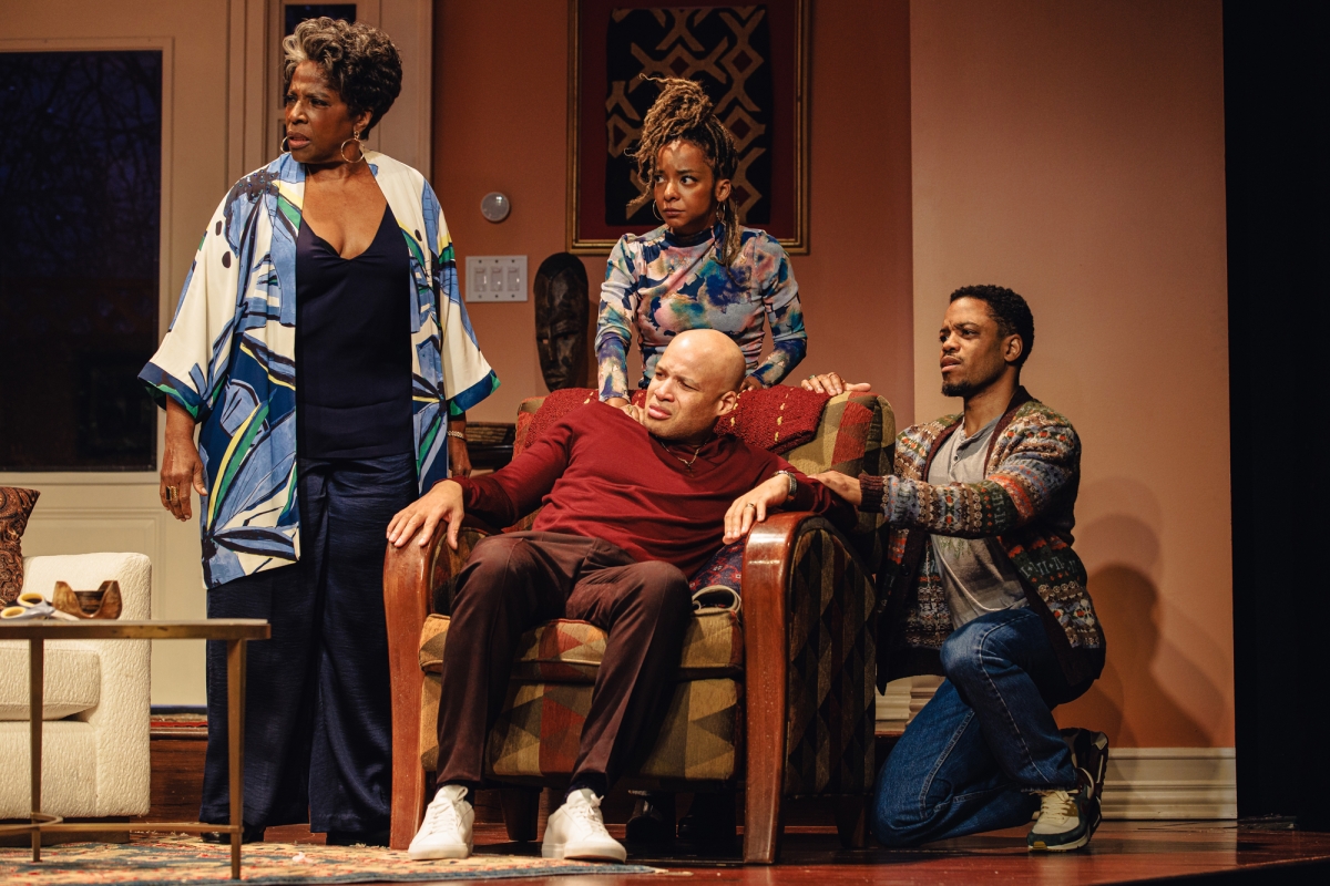 Alana Arenas, Glenn Davis, Latanya Richardson Jackson and Jon Michael Hill stare off to the side. "Purpose," which tells the story of the youngest son returning home to his politically prominent family, will come to the Geffen Playhouse on Nov. 11. (Courtesy of Geffen Playhouse)