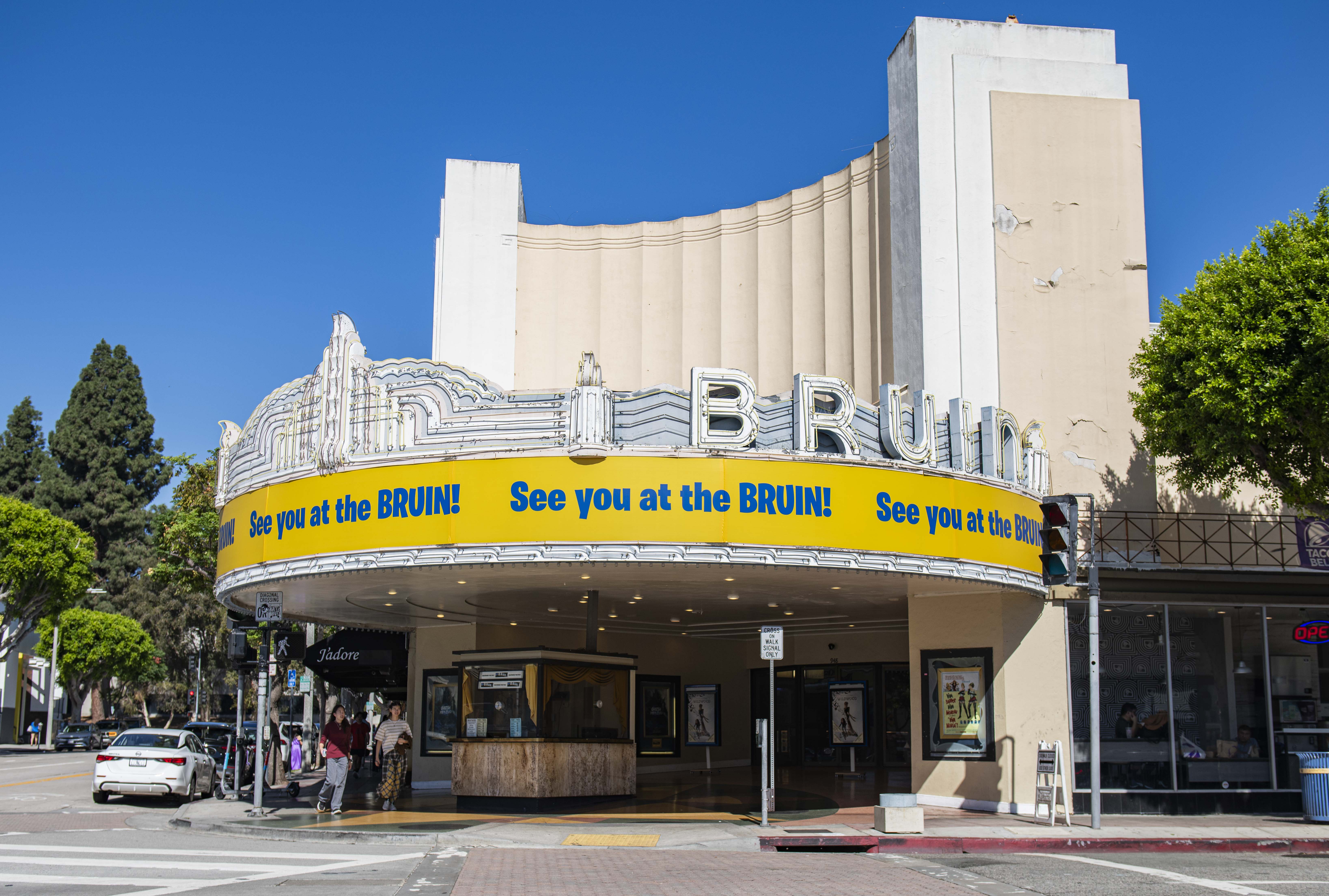 Pictured is the exterior of the Bruin Theater located on the corner of Broxton Avenue and Weyburn Avenue in Westwood. The Bruin Theater first opened in 1937. (Presley Liu/Daily Bruin senior staff)