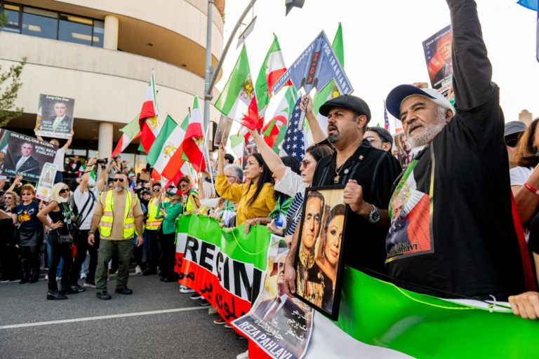 Thousands of people protest in Westwood for Iranian regime change