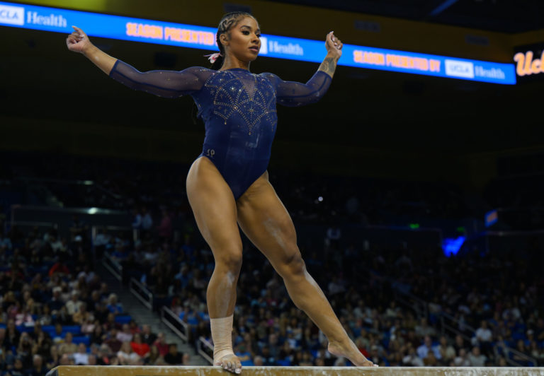 Jordan Chiles breaks perfect 10 floor streak in victory over Illinois