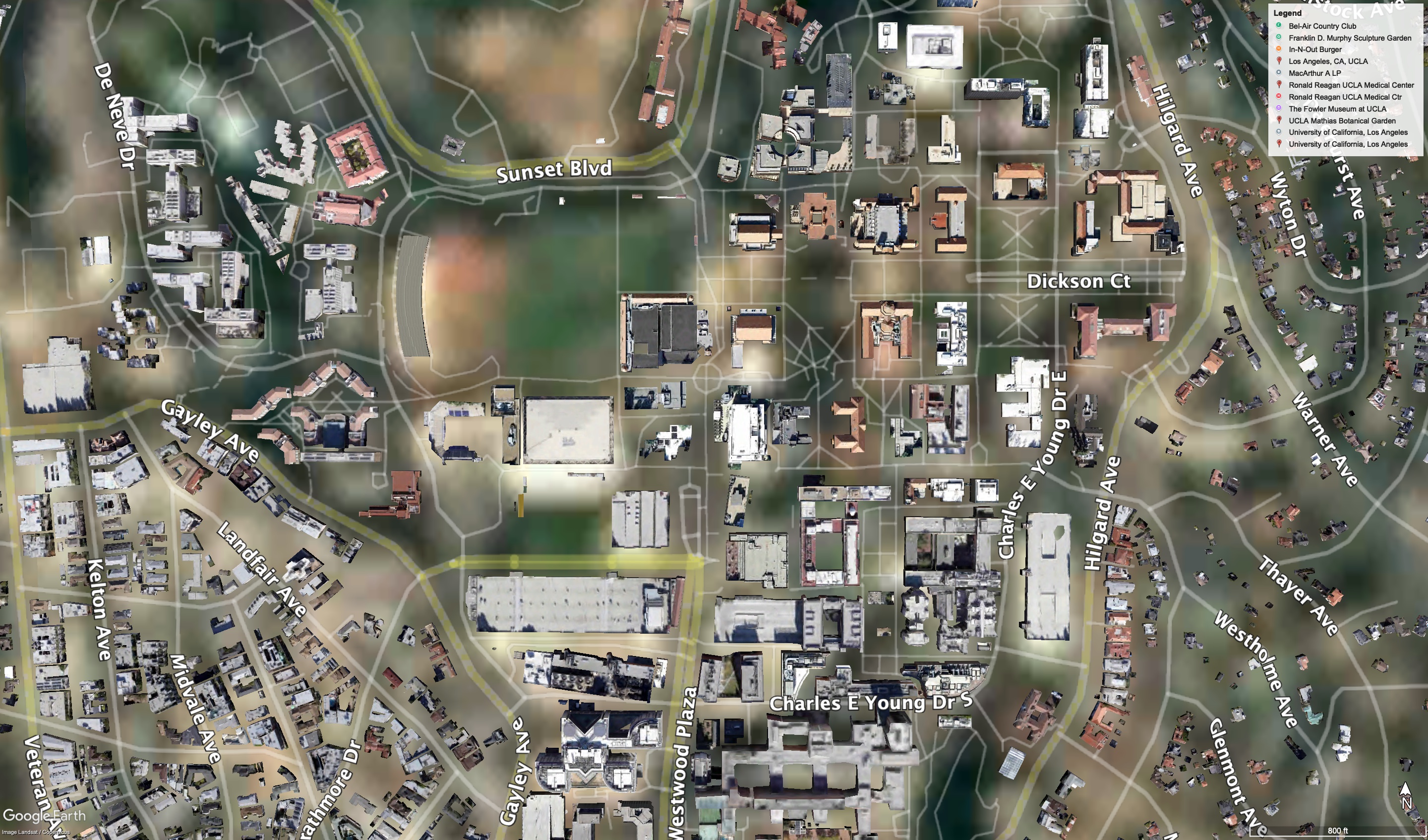 Historical aerial image of UCLA in 1985